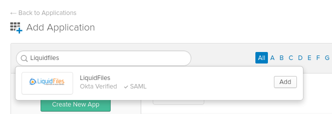 Okta add LiquidFiles application