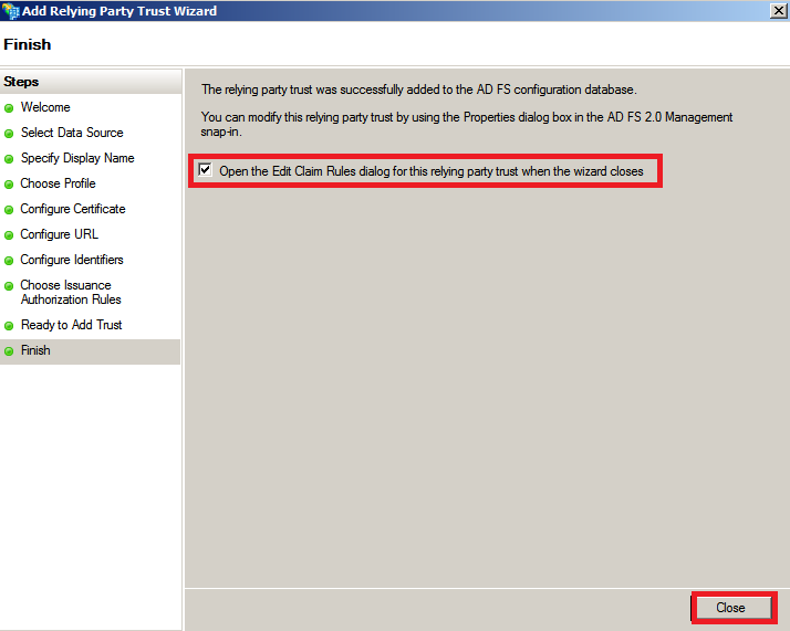 Relying party trust edit claim rules