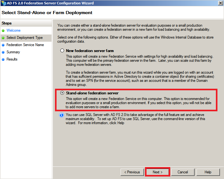 AD FS SSO configuration step 7