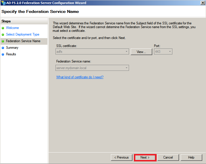 AD FS SSO certificate selection