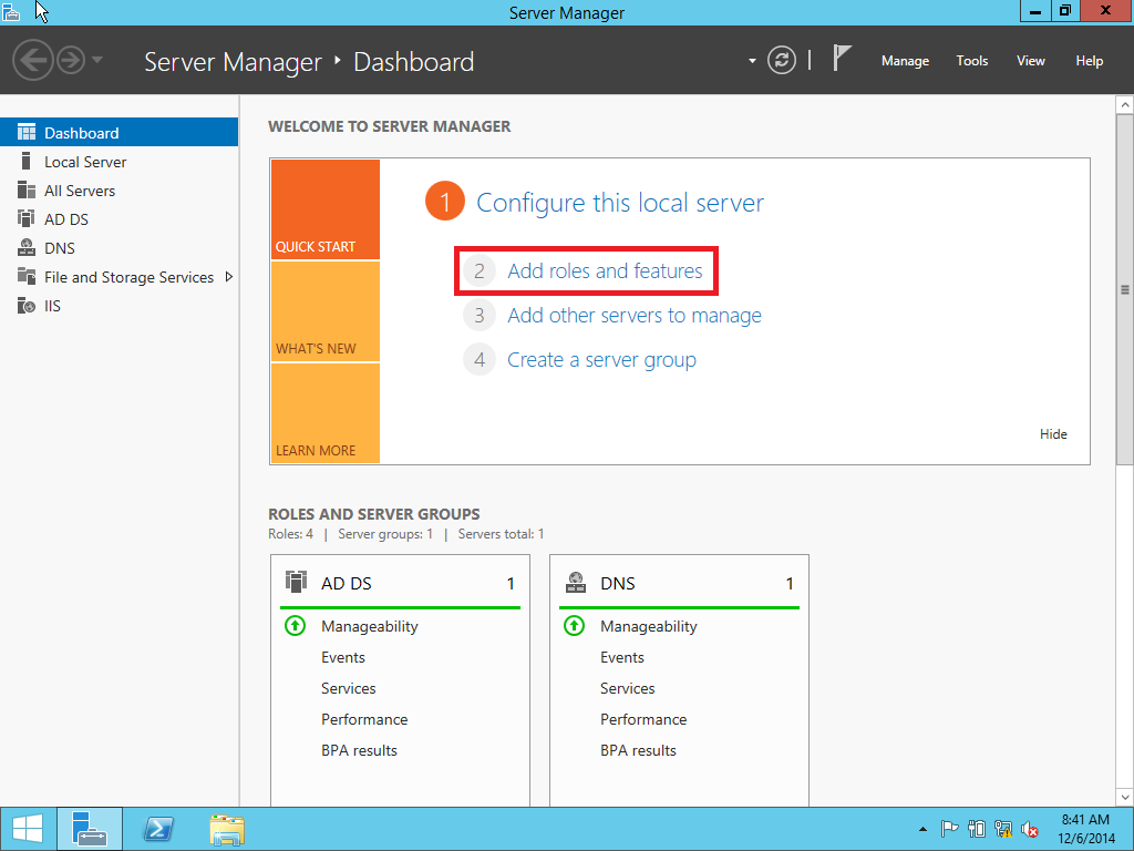 AD FS role configuration wizard step 1