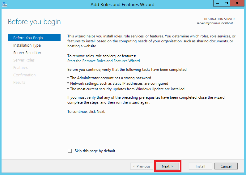 AD FS role configuration wizard step 2