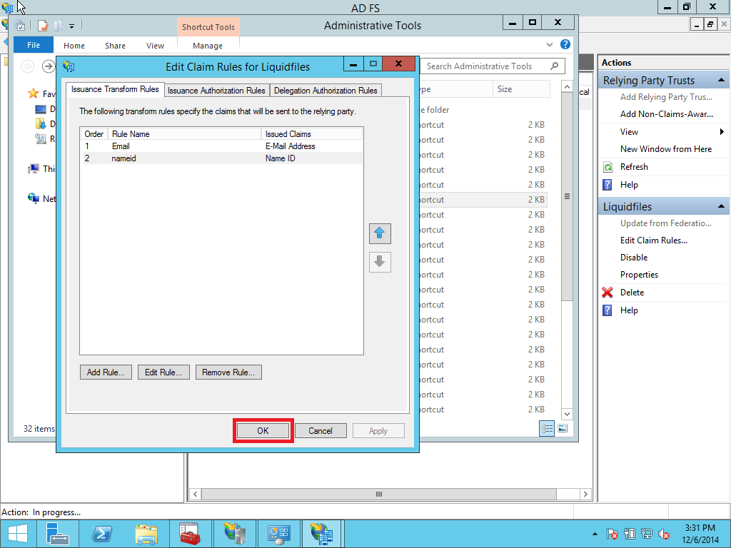 Claim rules configuration complete