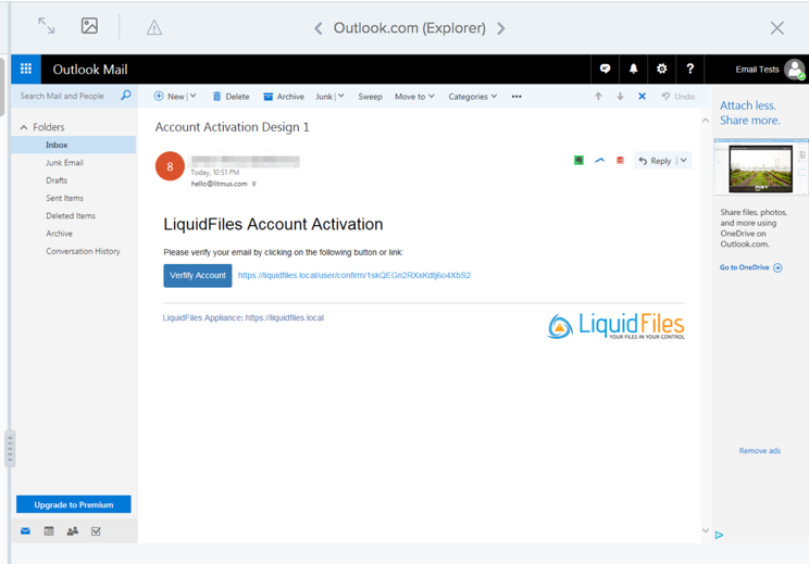 Litmus email render in Outlook.com