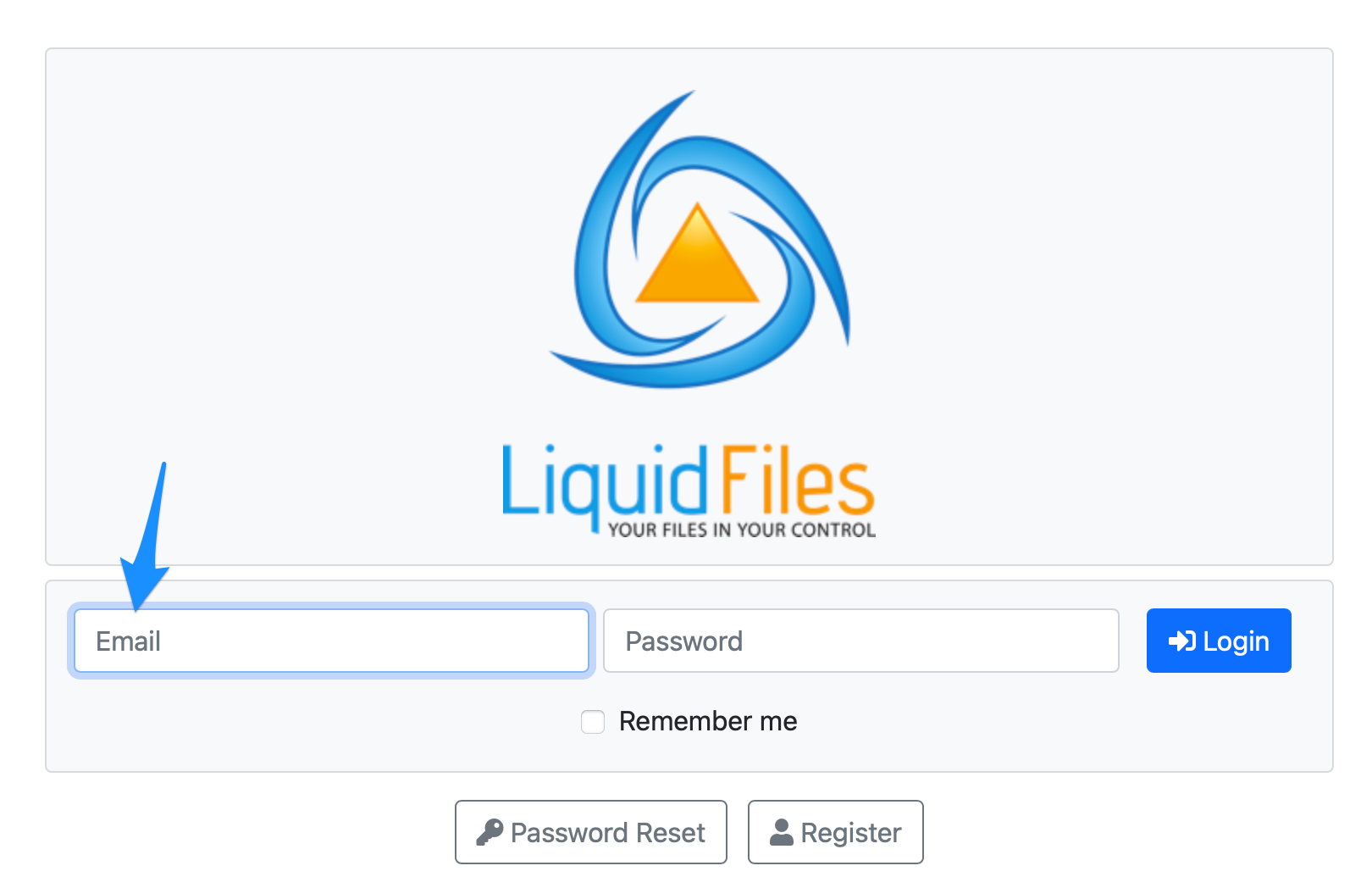 LiquidFiles default Home Page
