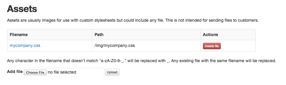 Branding asset upload for custom stylesheet