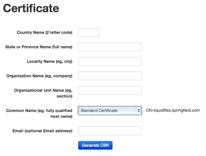 CSR generation form