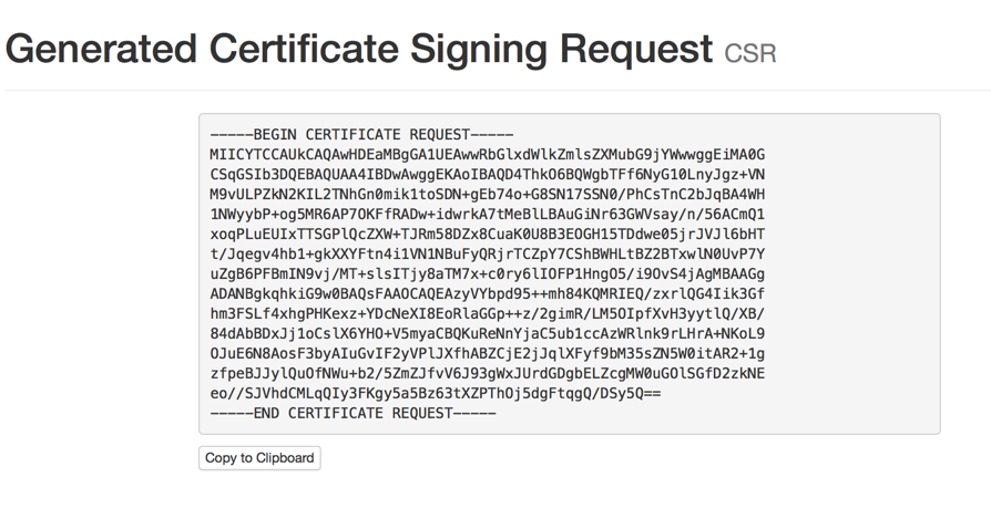 Generated CSR output