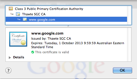 Google certificate chain example