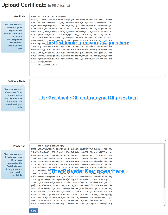 Certificate upload form