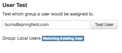 Group assignment test for existing user
