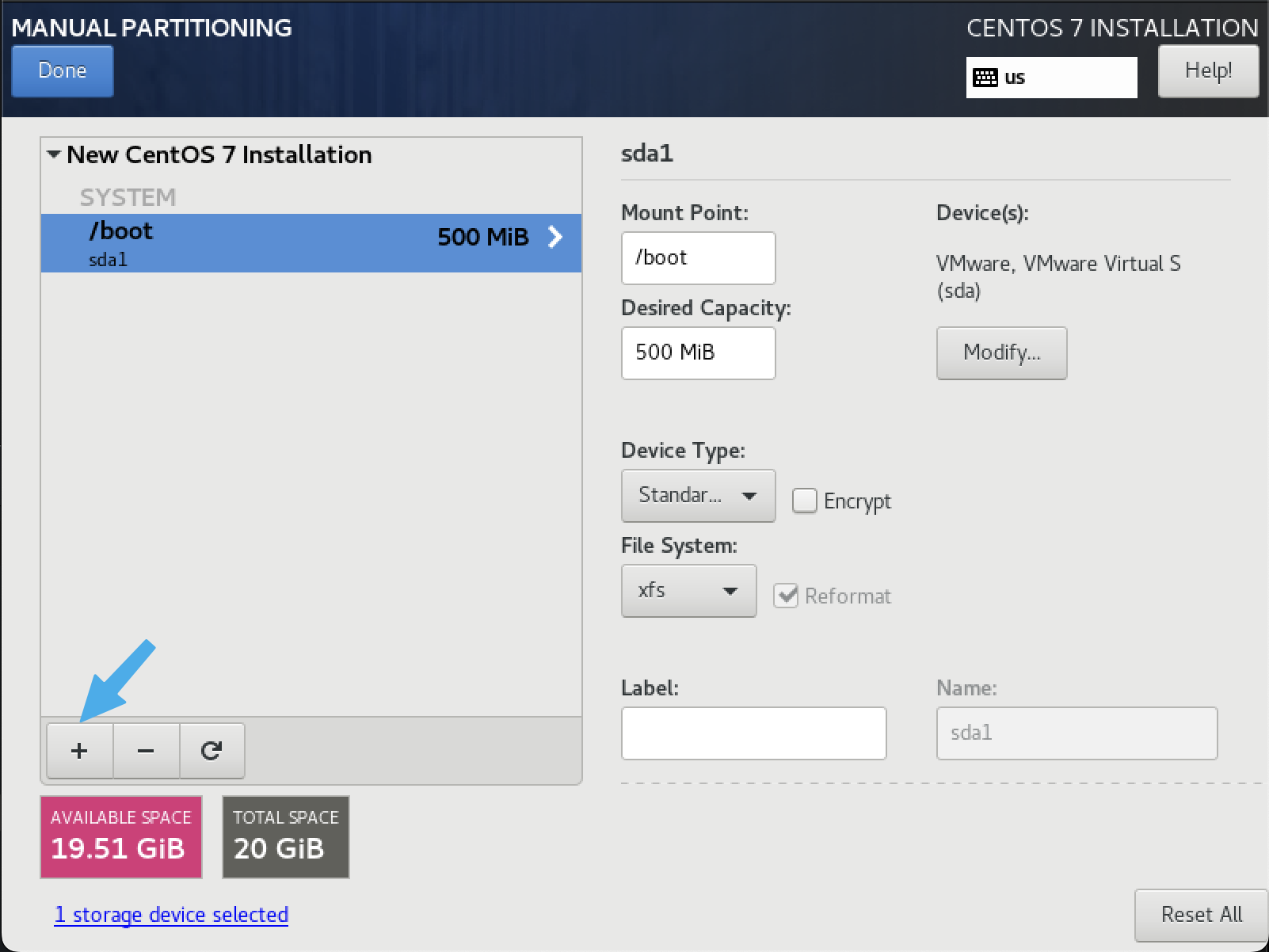 Add new partition dialog