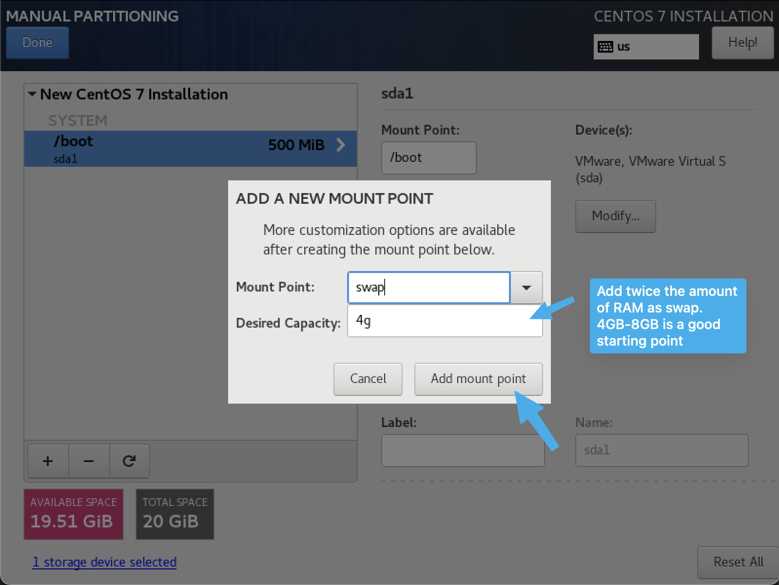 Adding swap partition