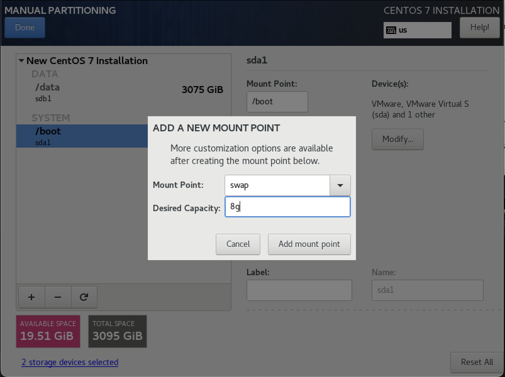 Adding swap partition for data disk setup