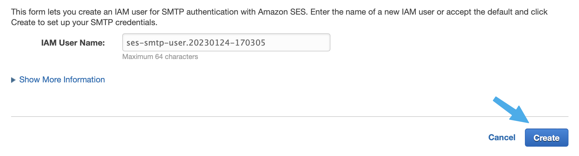Amazon SES IAM user creation