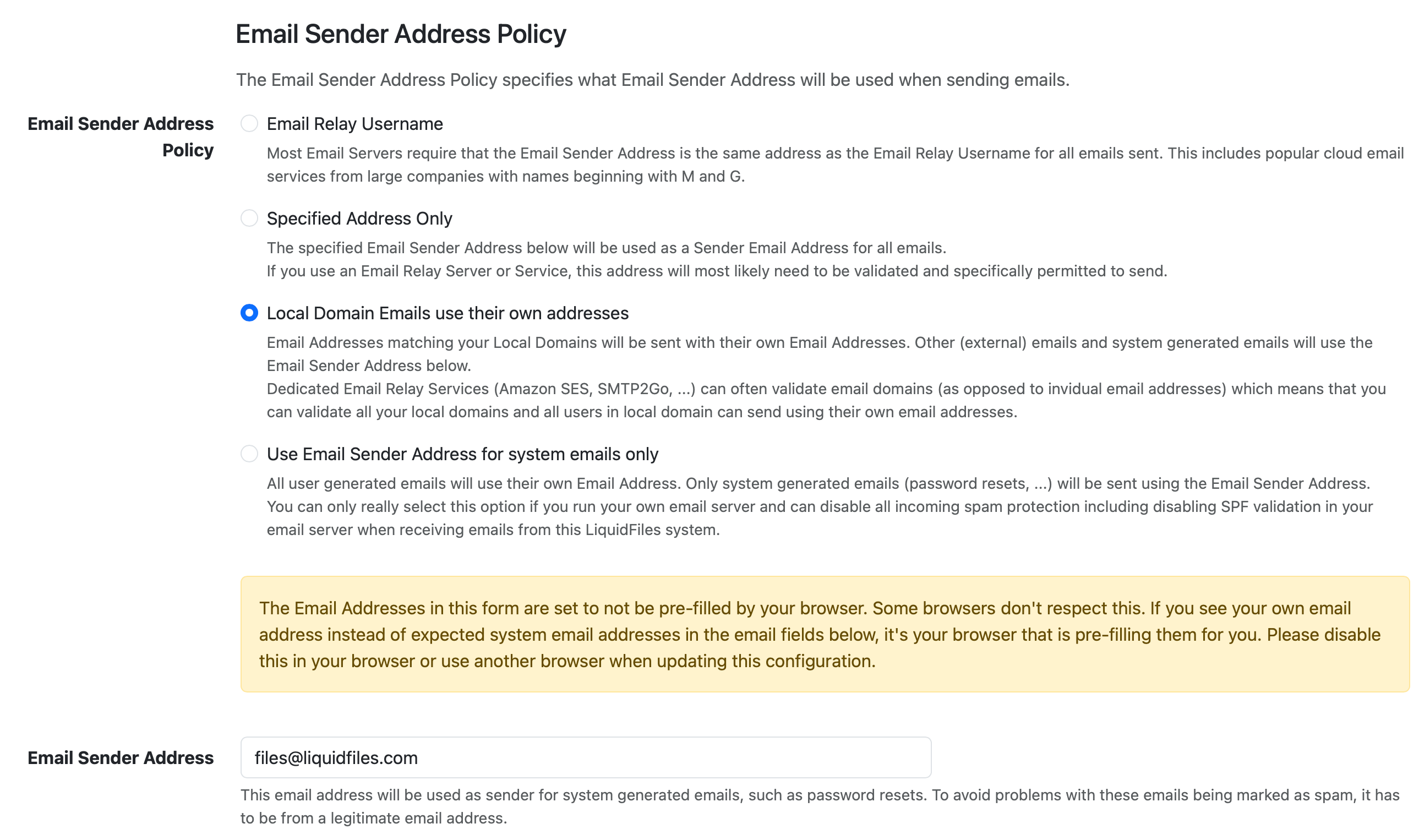 The Email Sender Address Configuration