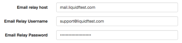 Email relay configuration settings