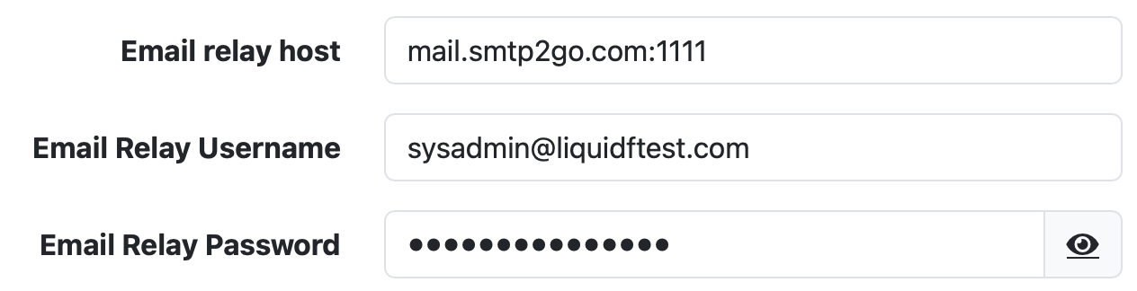Email relay config with invalid port