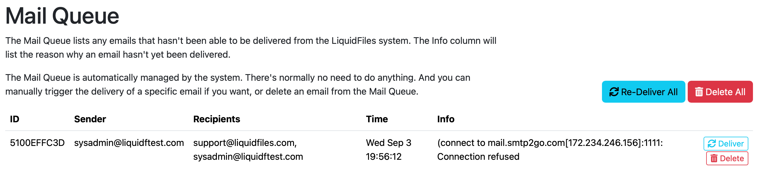 Connection refused error in email queue