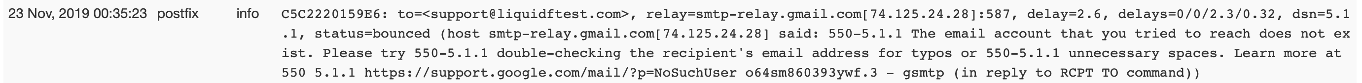 Google relay error example