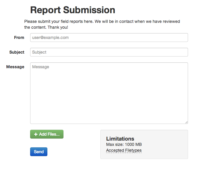 System filedrop landing page