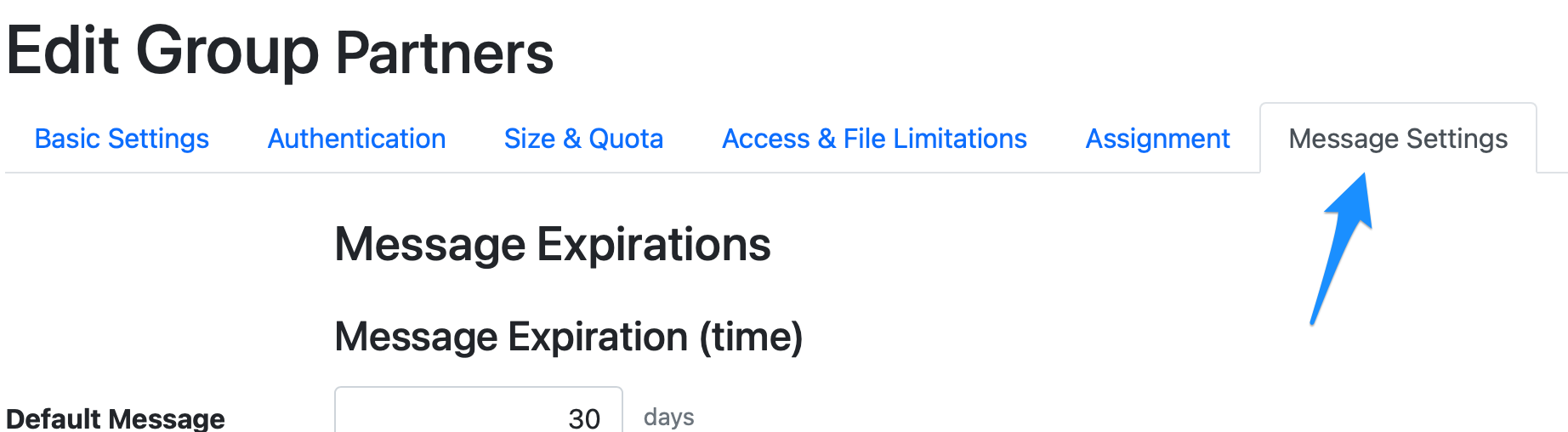 Partner group messages tab