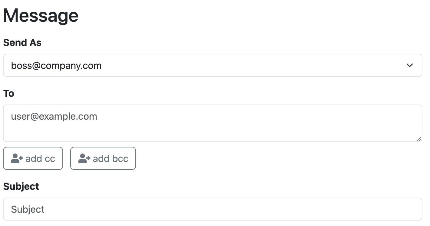 Message composed with sender alias