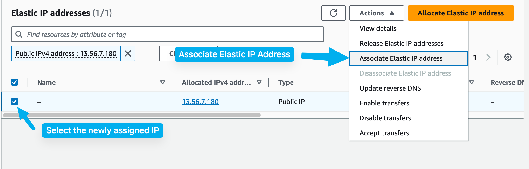 EC2 associate Elastic IP to instance