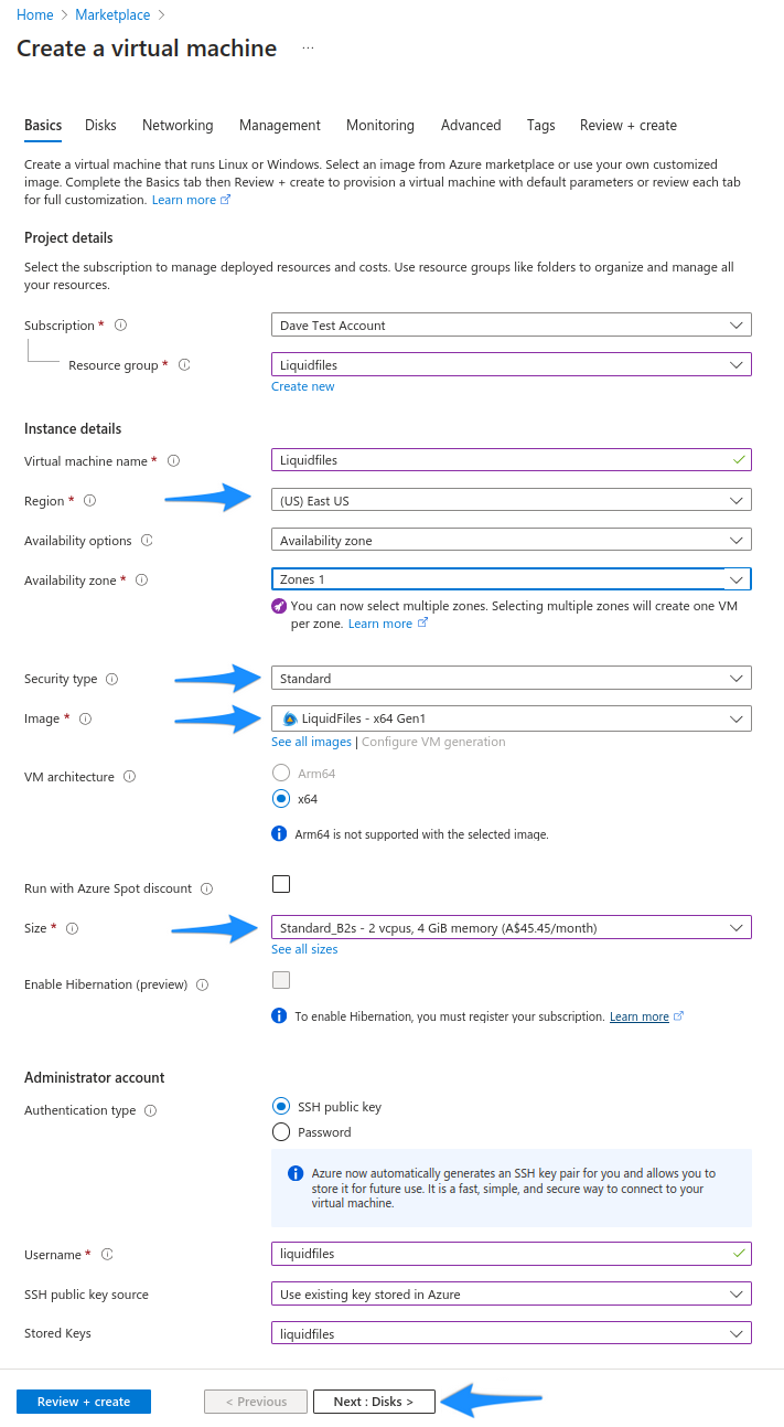 Azure basics configuration options