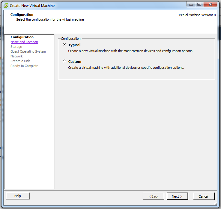 ESX create new virtual machine