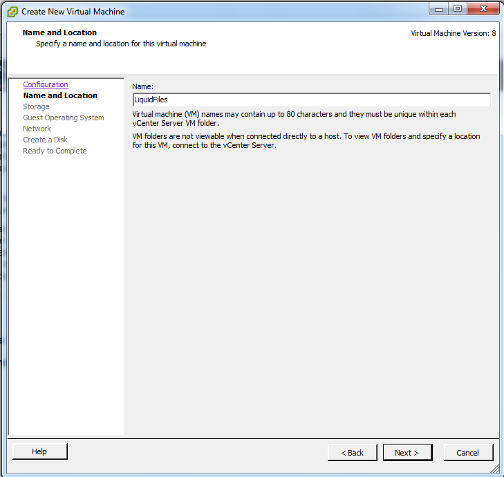 ESX name the virtual machine