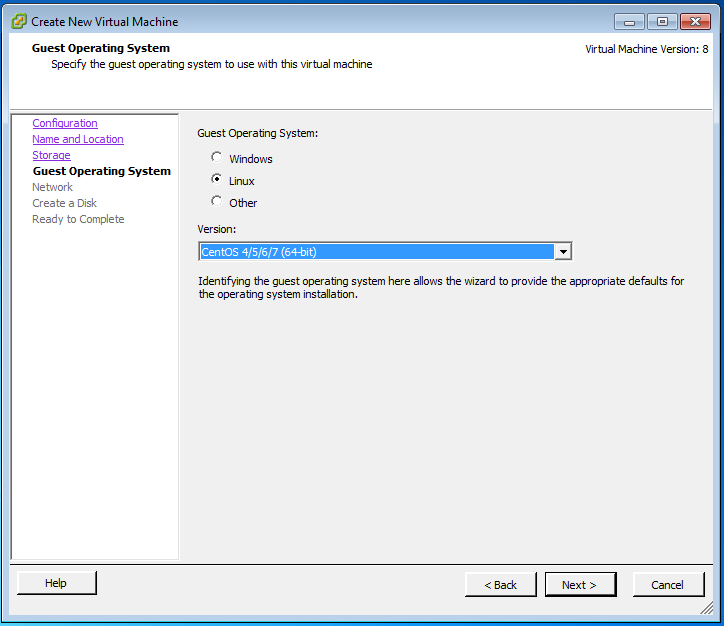 ESX select Linux Ubuntu 64bit OS