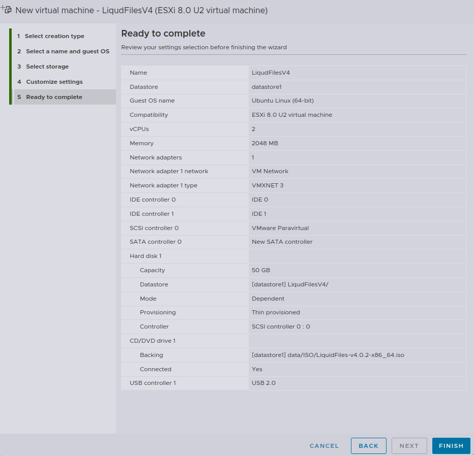 ESX ready to finish and boot