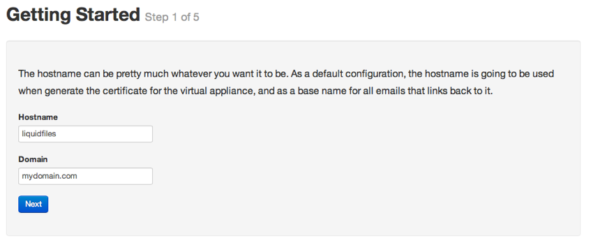 Hostname configuration screen