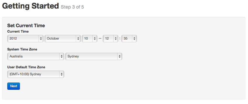 Time and timezone configuration