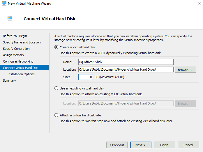 Hyper-V create virtual disk
