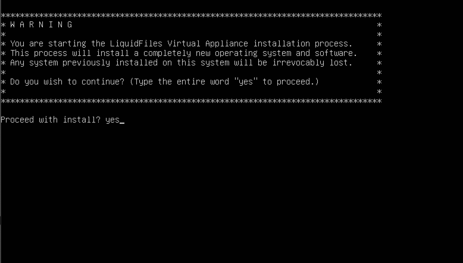 Installation continue confirmation