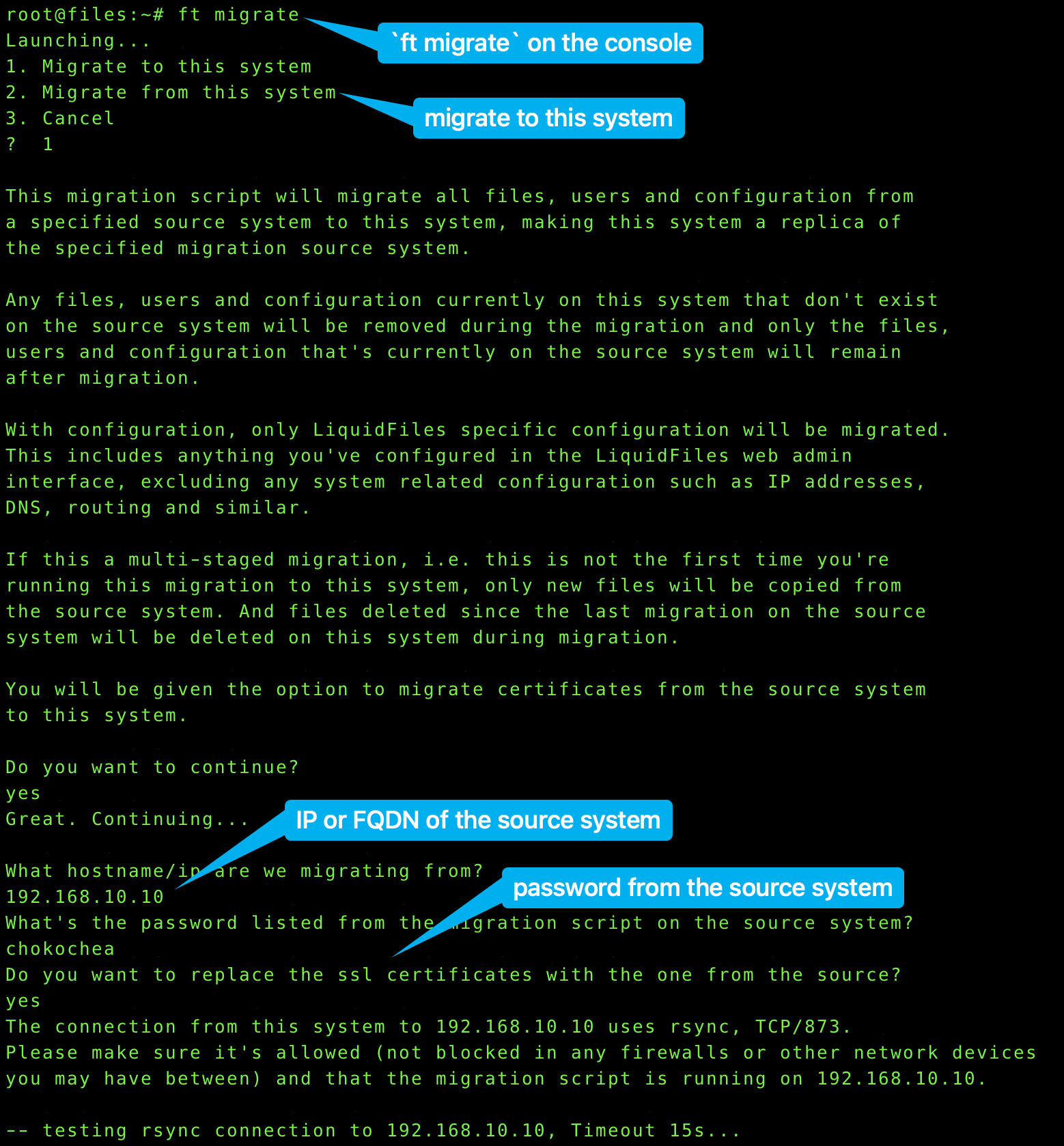 CLI multi-step migration configuration