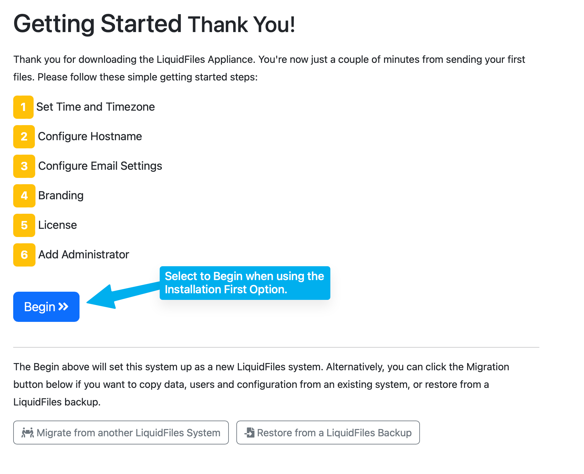 Getting started page migration options