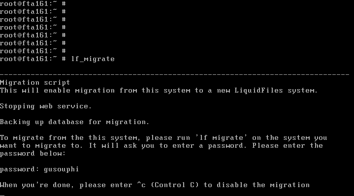 lf_migrate console command output
