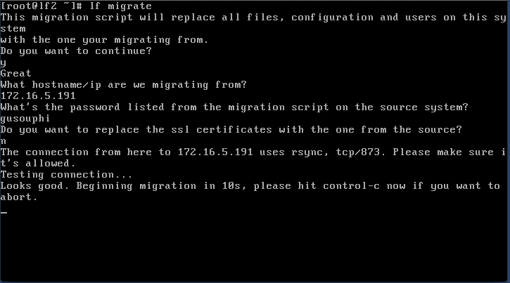 ft migrate command on LiquidFiles system