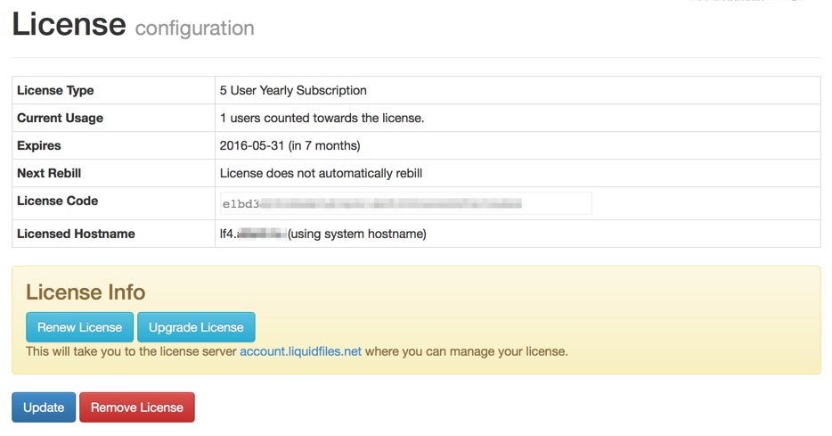 License info with upgrade option