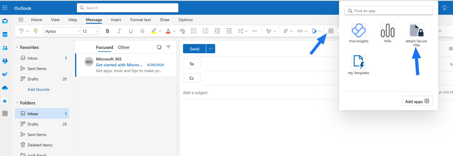 LiquidFiles plugin in compose message view