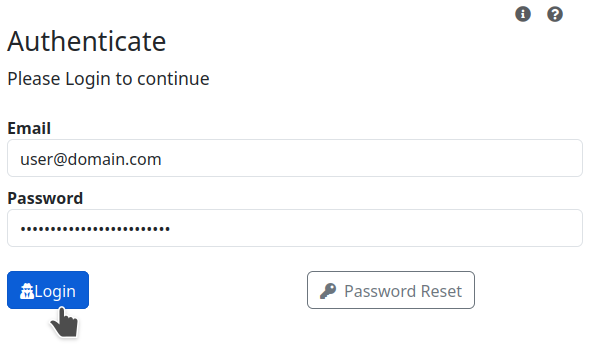 LiquidFiles authentication form