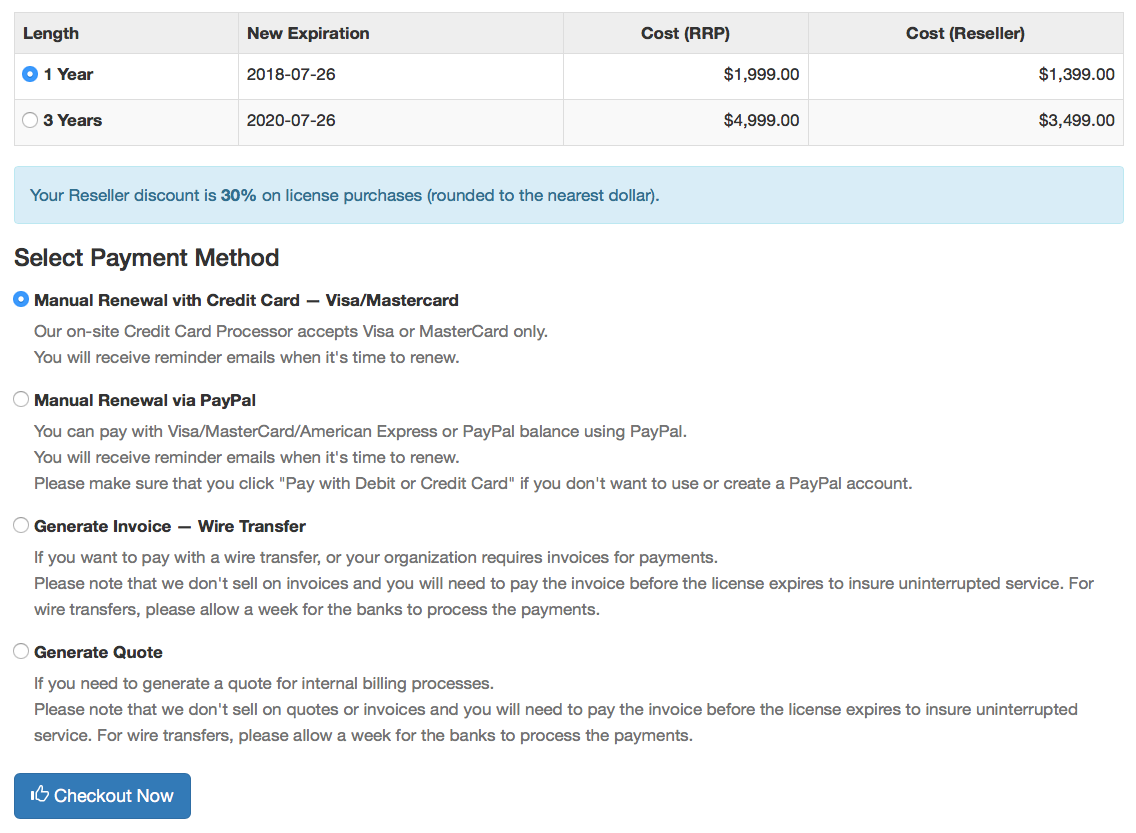 Renewal quote generation options
