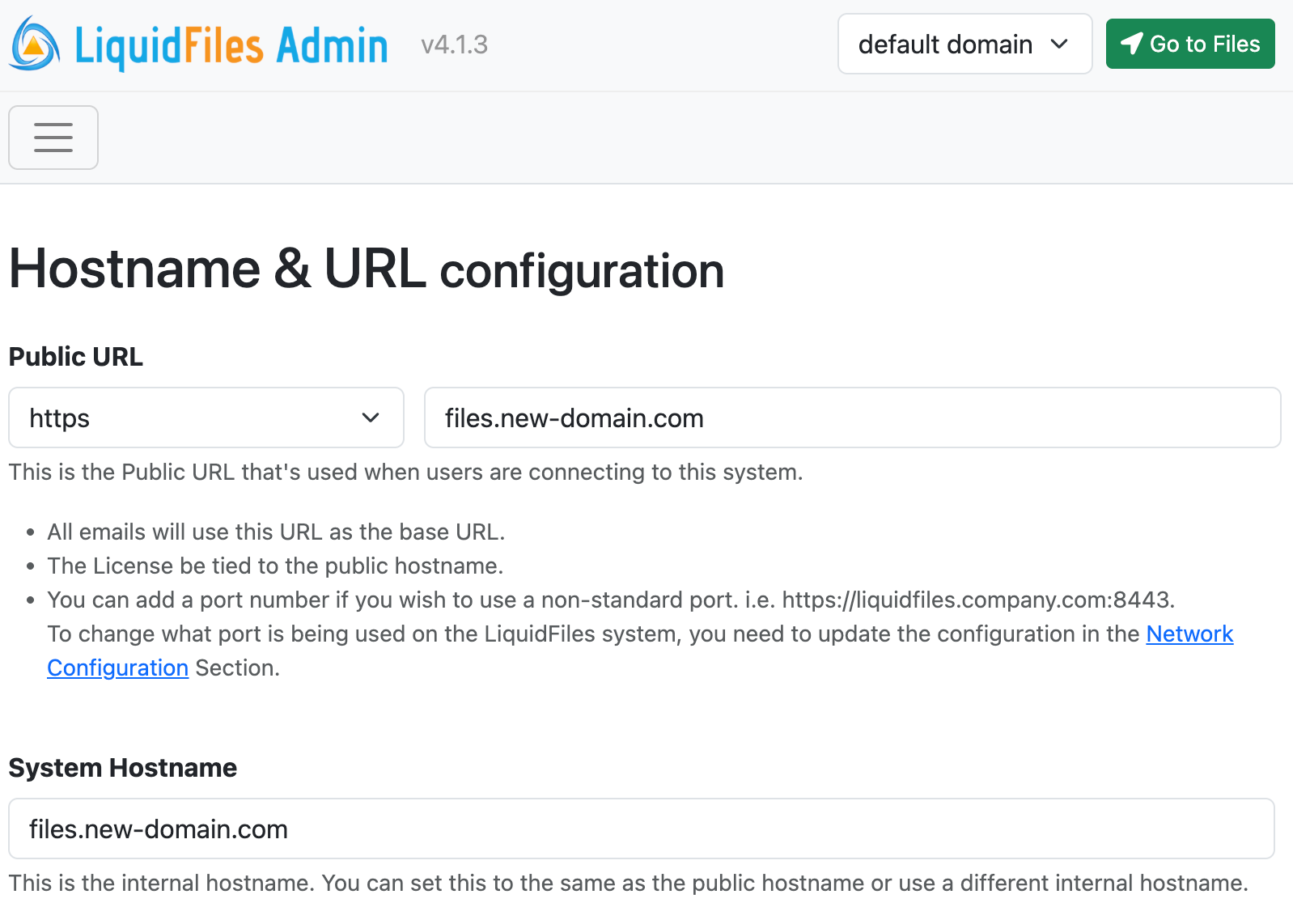 Updating the public hostname setting