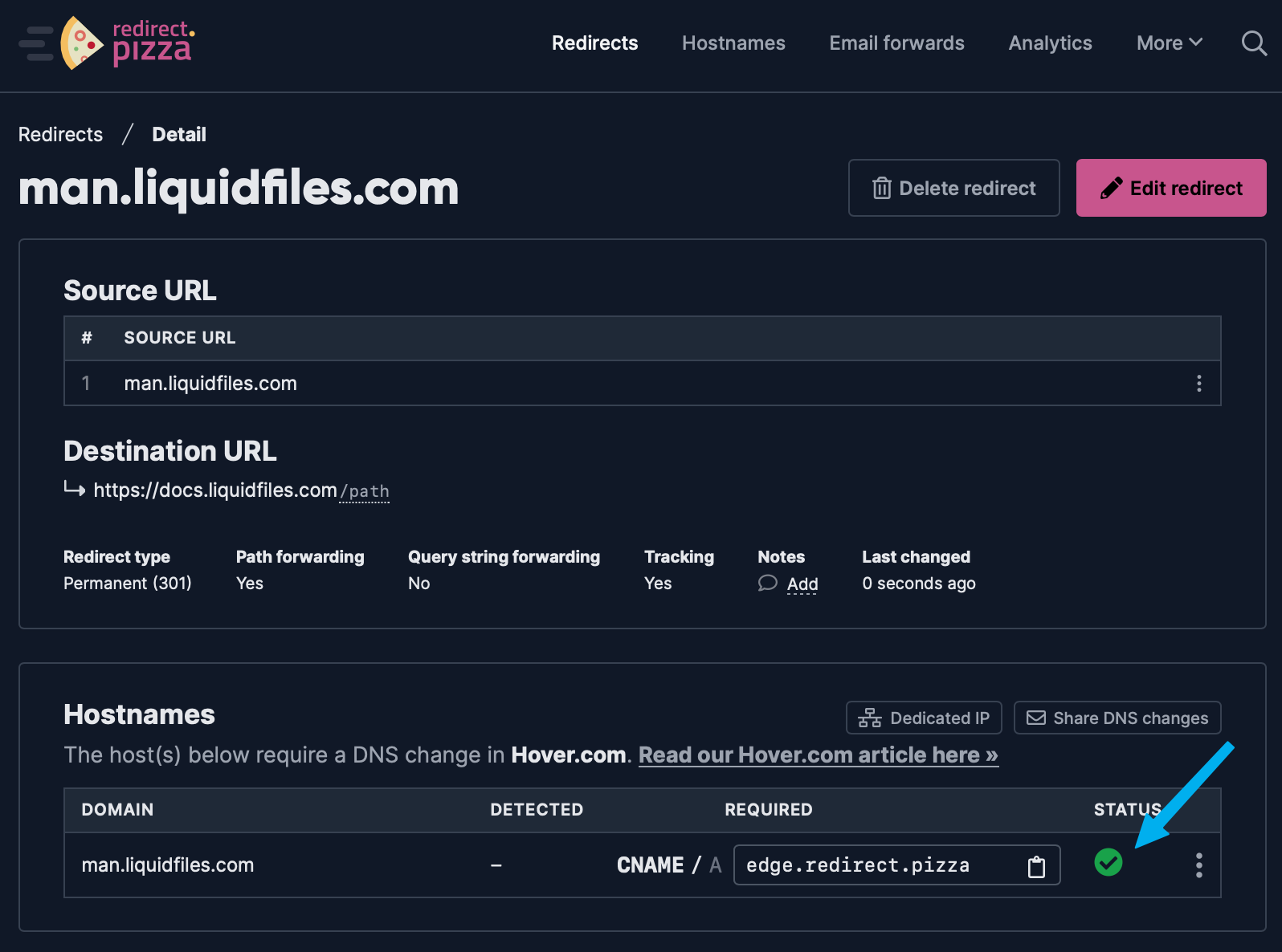 Redirect verified as correct