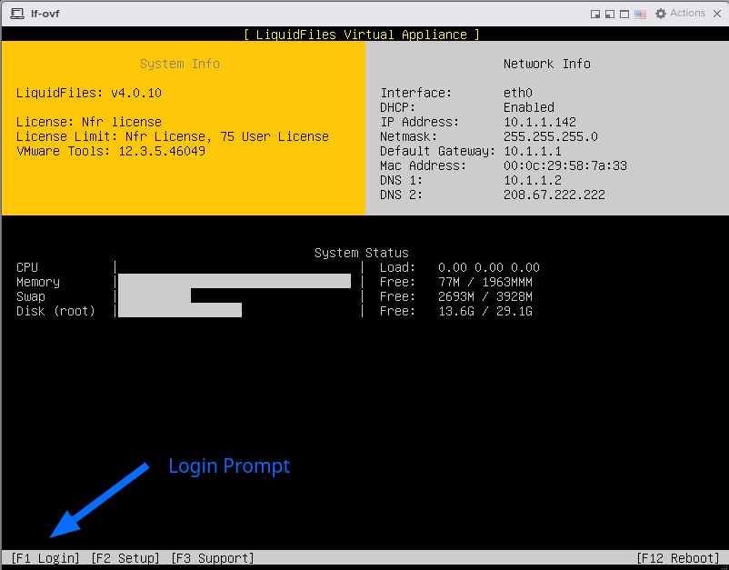 VMware ESX Console Example