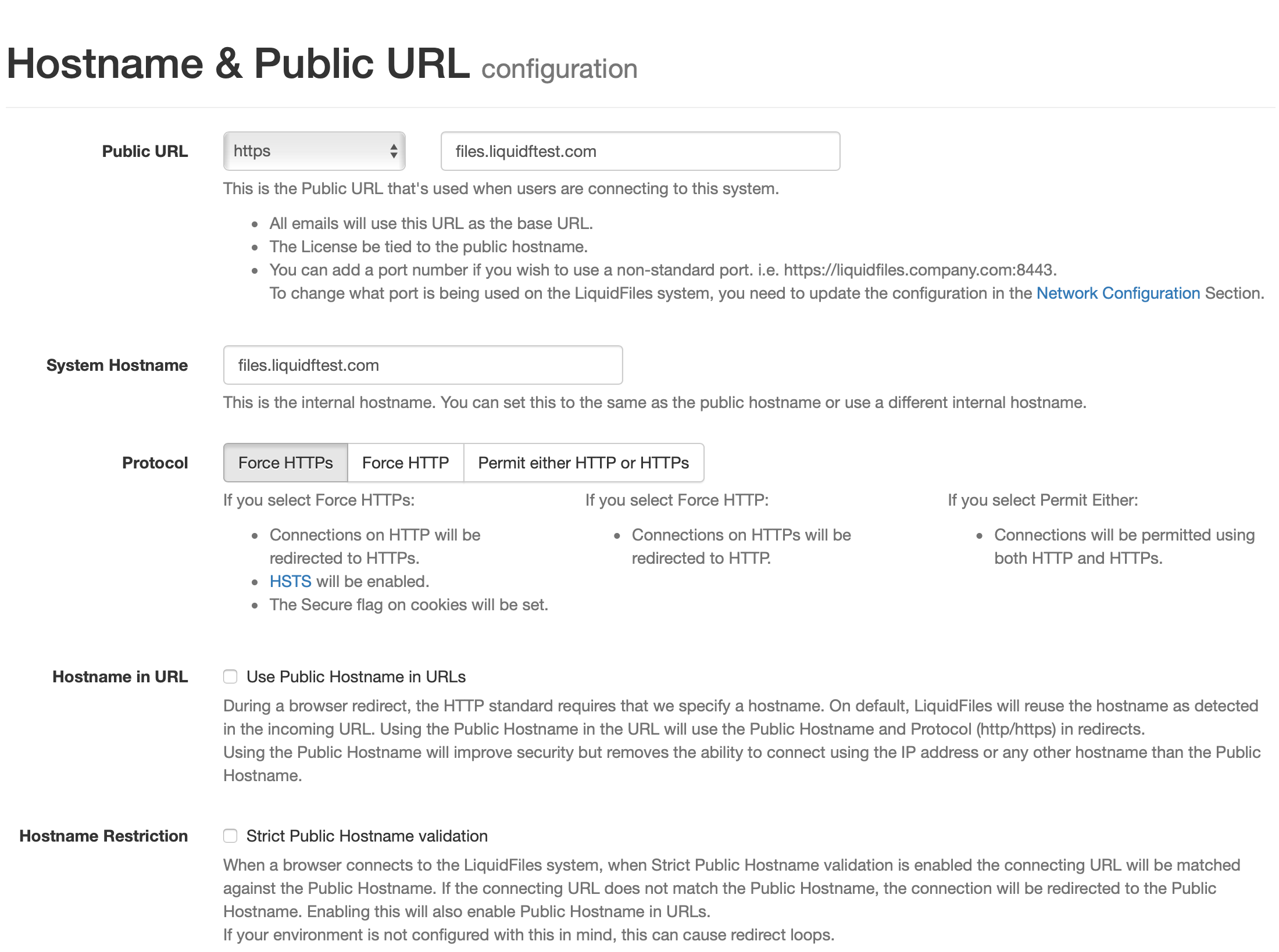 HTTP HTTPS redirect configuration settings