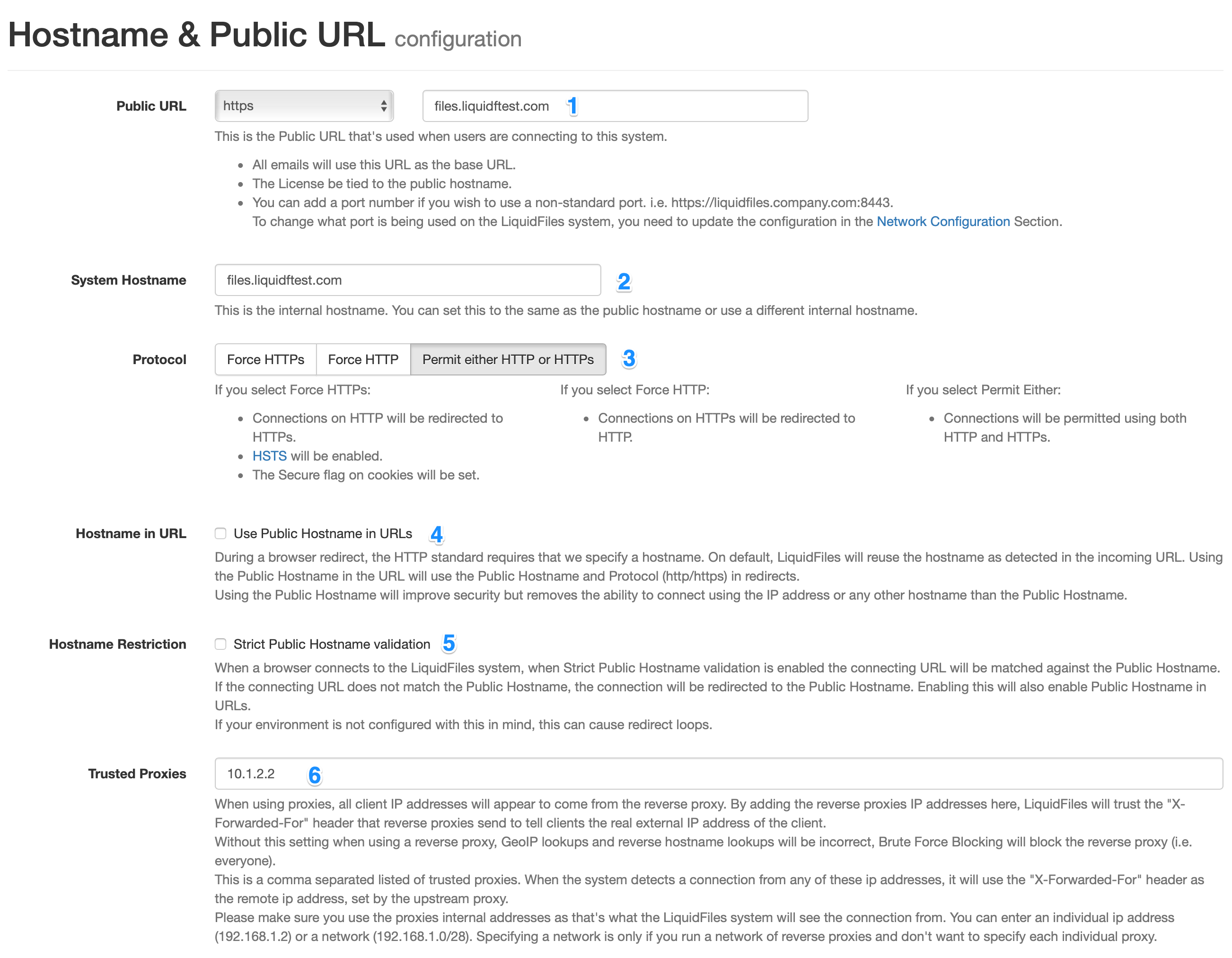 Public URL configuration page